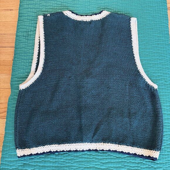 Vintage Erika Floral Embroidered Vest Women L Green Roses Cotton Cottagecore 90s - Picture 3 of 16